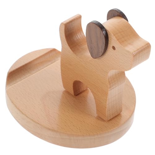 KALLORY 1Stück Holz Handyhalter im Hundedesign Mobiler für Smartphone Tablet Stabil für Schreibtisch Schlafzimmer Vielseitig Einsetzbar aus Langlebigem von KALLORY