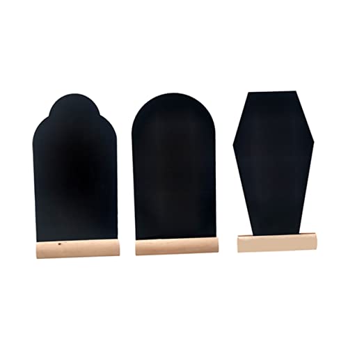 KALLORY 3 Stück hölzerne Grabsteindekoration kreidestifte write board dekoring ziernieten Memoboard das Etikett bastelset Schulnotiztafel Ostern-Desktop-Dekore Tafel beachten Holz Black von KALLORY