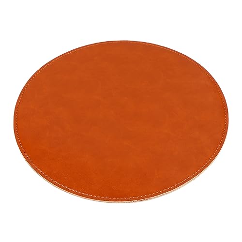 KALLORY Rundes Mauspad aus Leder Mousepad-Muster Computer-Pad rund Pad-Gamer weißes Mauspad Gamingpad weiß Gaming-Pad Gaming Mouse pad mouspadsgaming Gaming-Mauspad Desktop-Mauspad Brown von KALLORY