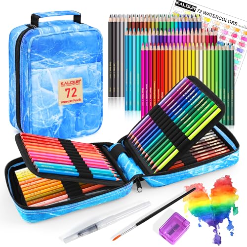 KALOUR PDAS Professionelle Aquarellstifte, Set mit 72, Studio Collection Künstlerstifte, vorgefertigte wasserlösliche Stifte, feste Textur, wasserlöslich, tolle Geschenke für Erwachsene oder Teenager von KALOUR PDAS