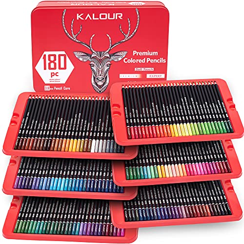 Buntstifte Drawing Set für Profis und Anfänger - 180 - Bleistift mit der Möglichkeit zum Mischen - Ultra haltbares Stifte Set (Rot) von KALOUR