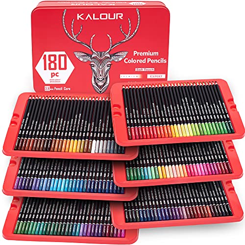 KALOUR Professionelle Buntstifte, Set mit 180 Farben, Künstler, weicher Kern mit lebendigen Farben, ideal zum Zeichnen, Skizzieren, Schattieren, Buntstifte für Erwachsene, Künstler, Anfänger von KALOUR