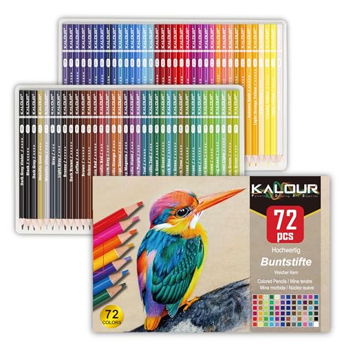 KALOUR 72er-Set Buntstifte für das Erwachsenenmalbuch, mit weichem Kern, ideal für Zeichnen, Skizzieren und Schattieren – ein Geschenk für Erwachsene, Anfänger und Künstler. von KALOUR