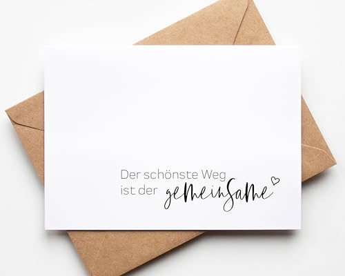 KAMEWI® Postkarte DER SCHÖNSTE WEG Statement | Inkl. Briefumschlag aus Kraftpapier | Hochzeit Verlobung Liebe Jahrestag von KAMEWI