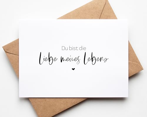 KAMEWI® Postkarte LIEBE MEINES LEBENS Statement | Inkl. Briefumschlag aus Kraftpapier | Hochzeit Verlobung Liebe von KAMEWI