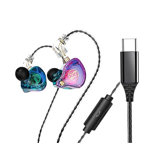 KAMINRUN FEDAI DX2 in Ear Headphones,USB C Headphones,Type C Earbuds,Noise Isolating in Ear Headphones for Running/Gym/Workouts, USB Type C Headset with Microphone and 3-Button Remote(Type C,Purple) von KAMINRUN