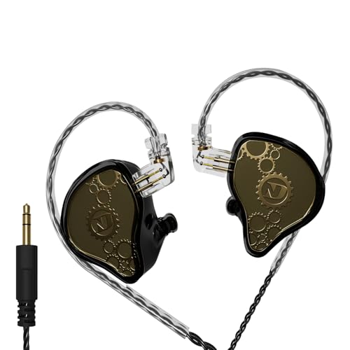 KAMINRUN ND Venus in Ear Monitor Headphones, 10mm Double Magnetic Dynamic Driver IEM Earphones, HiFi Wired Gaming Earbuds, 2 Pin Detachable Cable (Without Mic, Black, 3.5mm Plug) von KAMINRUN