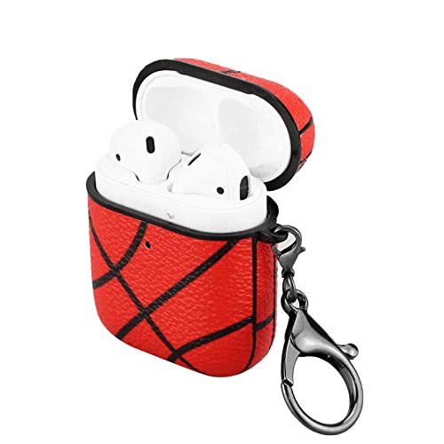 Airpods 1 & 2 Hülle, Basketball-Design, stoßfeste Hülle für Airpods 1 & 2, mit Schlüsselanhänger, Front-LED sichtbar von KAMPETACE