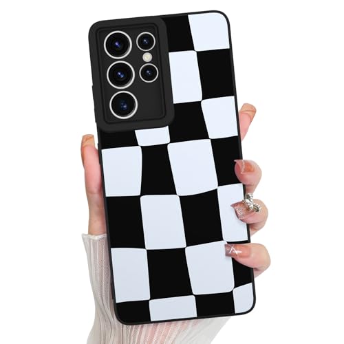 KANGHAR Kompatibel mit Samsung Galaxy S21 Ultra Hülle, Silikon Kariert Niedliches Muster, Kameraschutz Weiche Schlanke Handyhülle für Mädchen Frauen - Schwarz und Weiß KANGHAR Kompatibel mit Samsung Galaxy S21 Ultra Hülle, Silikon Kariert Niedliches Muster, Kameraschutz Weiche Schlanke Handyhülle für Mädchen Frauen - Schwarz und Weiß von KANGHAR