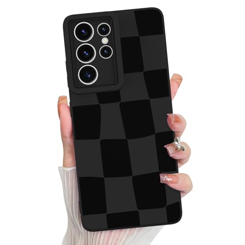 KANGHAR Kompatibel mit Samsung Galaxy S21 Ultra Hülle, Silikon Kariert Niedliches Muster, Kameraschutz Weiche Schlanke Handyhülle für Mädchen Frauen - Schwarz KANGHAR Kompatibel mit Samsung Galaxy S21 Ultra Hülle, Silikon Kariert Niedliches Muster, Kameraschutz Weiche Schlanke Handyhülle für Mädchen Frauen - Schwarz von KANGHAR