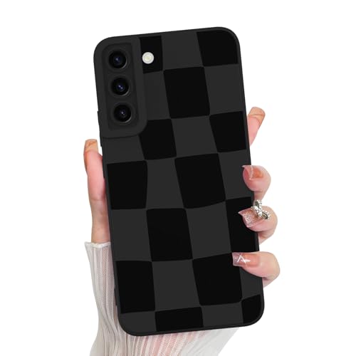 KANGHAR Kompatibel mit Samsung Galaxy S22, Silikon, kariert, niedliches Muster, Kameraschutz, weiche, schlanke Handyhülle für Mädchen und Frauen, Schwarz KANGHAR Kompatibel mit Samsung Galaxy S22, Silikon, kariert, niedliches Muster, Kameraschutz, weiche, schlanke Handyhülle für Mädchen und Frauen, Schwarz von KANGHAR