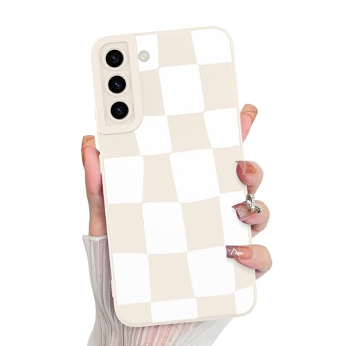 KANGHAR Kompatibel mit Samsung Galaxy S22, Silikon, kariert, niedliches Muster, Kameraschutz, weiche, schlanke Handyhülle für Mädchen und Frauen, Weiß KANGHAR Kompatibel mit Samsung Galaxy S22, Silikon, kariert, niedliches Muster, Kameraschutz, weiche, schlanke Handyhülle für Mädchen und Frauen, Weiß von KANGHAR