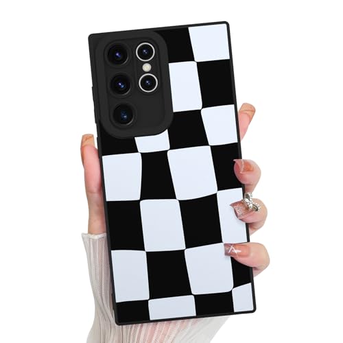 KANGHAR Kompatibel mit Samsung Galaxy S22 Ultra Hülle, Silikon Kariert Niedliches Muster, Kameraschutz Weiche Schlanke Handyhülle für Mädchen Frauen - Schwarz und Weiß KANGHAR Kompatibel mit Samsung Galaxy S22 Ultra Hülle, Silikon Kariert Niedliches Muster, Kameraschutz Weiche Schlanke Handyhülle für Mädchen Frauen - Schwarz und Weiß von KANGHAR