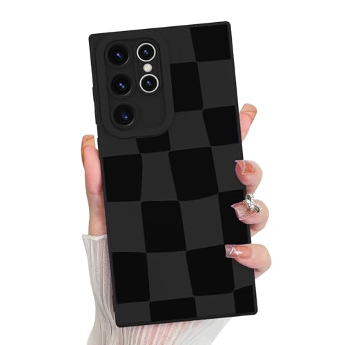 KANGHAR Kompatibel mit Samsung Galaxy S22 Ultra Hülle, Silikon Kariert Niedliches Muster, Kameraschutz Weiche Schlanke Handyhülle für Mädchen Frauen - Schwarz KANGHAR Kompatibel mit Samsung Galaxy S22 Ultra Hülle, Silikon Kariert Niedliches Muster, Kameraschutz Weiche Schlanke Handyhülle für Mädchen Frauen - Schwarz von KANGHAR