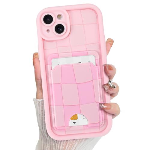 KANGHAR Kompatibel mit iPhone 13 Hülle, Brieftasche, Silikon, kariert, niedliches Muster, Kartenhalter, Kameraschutz, weich, schlank, stoßfest, Kantenabdeckung für Mädchen und Frauen, Rosa KANGHAR Kompatibel mit iPhone 13 Hülle, Brieftasche, Silikon, kariert, niedliches Muster, Kartenhalter, Kameraschutz, weich, schlank, stoßfest, Kantenabdeckung für Mädchen und Frauen, Rosa von KANGHAR