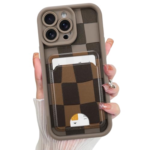 KANGHAR Kompatibel mit iPhone 13 Pro Hülle, Brieftasche Silikon Kariert Niedliches Muster, Kartenhalter Kameraschutz Weich Slim Stoßfest Kantenabdeckung für Mädchen Frauen Braun KANGHAR Kompatibel mit iPhone 13 Pro Hülle, Brieftasche Silikon Kariert Niedliches Muster, Kartenhalter Kameraschutz Weich Slim Stoßfest Kantenabdeckung für Mädchen Frauen Braun von KANGHAR