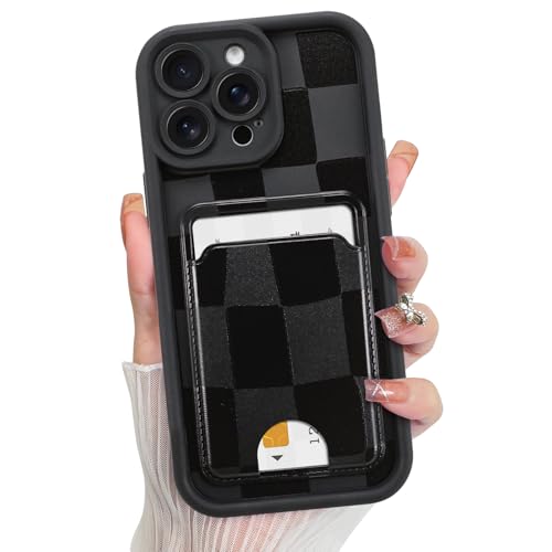 KANGHAR Kompatibel mit iPhone 13 Pro Max Hülle, Brieftasche, Silikon, kariert, niedliches Muster, Kartenhalter, Kameraschutz, weich, schlank, stoßfest, Kantenabdeckung für Mädchen und Frauen, Schwarz KANGHAR Kompatibel mit iPhone 13 Pro Max Hülle, Brieftasche, Silikon, kariert, niedliches Muster, Kartenhalter, Kameraschutz, weich, schlank, stoßfest, Kantenabdeckung für Mädchen und Frauen, Schwarz von KANGHAR