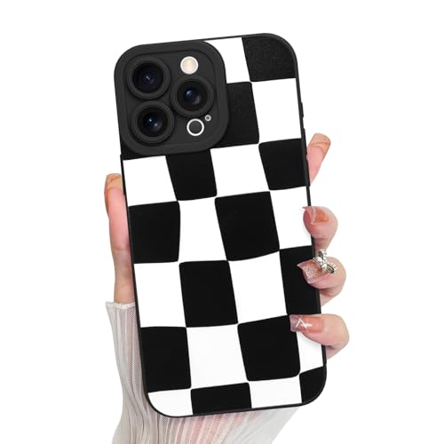 KANGHAR Kompatibel mit iPhone 15 Pro Max Hülle, Silikon Kariertes süßes Muster, Kameraschutz, weiche, schlanke Handyhülle für Mädchen und Frauen, Schwarz und Weiß KANGHAR Kompatibel mit iPhone 15 Pro Max Hülle, Silikon Kariertes süßes Muster, Kameraschutz, weiche, schlanke Handyhülle für Mädchen und Frauen, Schwarz und Weiß von KANGHAR