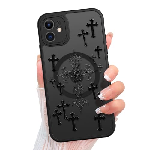 KANGHAR Magnetische Schutzhülle für iPhone 11 [Kompatibel mit MagSafe] Ästhetisches Kreuz, Jesus, christliches Design für Damen, Mädchen, Männer, weiches TPU, harte Rückseite, durchscheinend, matt von KANGHAR