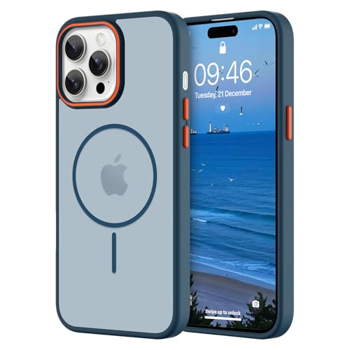 KANGHAR Magnetische Schutzhülle für iPhone 13 Pro Max, Klar [Kompatibel mit Magsafe Charging] Schlanke, durchscheinende, matte mattierte stoßfeste Schutzhülle für Damen und Herren, Blau von KANGHAR