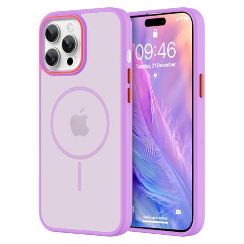 KANGHAR Magnetische Schutzhülle für iPhone 14 Pro Max, Klar [Kompatibel mit Magsafe Charging] Schlanke, durchscheinende, matte mattierte stoßfeste Schutzhülle für Damen und Herren, Lila von KANGHAR