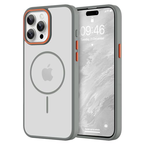 KANGHAR Magnetische Schutzhülle für iPhone 14 Pro Max, transparent, kompatibel mit Magsafe-Ladegerät, schlank, durchscheinend, matt, stoßfest, für Damen und Herren, Grau KANGHAR Magnetische Schutzhülle für iPhone 14 Pro Max, transparent, kompatibel mit Magsafe-Ladegerät, schlank, durchscheinend, matt, stoßfest, für Damen und Herren, Grau von KANGHAR