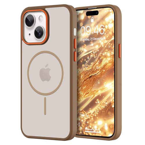 KANGHAR Magnetische Schutzhülle für iPhone 15, transparent, kompatibel mit Magsafe Laden, schlank, durchscheinend, matt, stoßfest, für Damen und Herren, Braun KANGHAR Magnetische Schutzhülle für iPhone 15, transparent, kompatibel mit Magsafe Laden, schlank, durchscheinend, matt, stoßfest, für Damen und Herren, Braun von KANGHAR