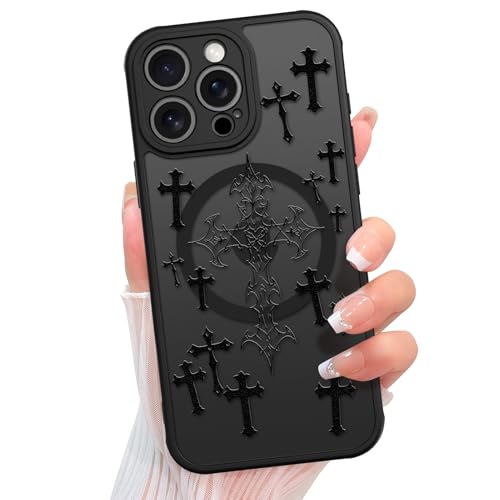 KANGHAR Magnetische Schutzhülle für iPhone 15 Pro [kompatibel mit MagSafe] Ästhetisches Kreuz, Jesus, christliches Design für Damen, Mädchen, Männer, weiches TPU, harte Rückseite, durchscheinend, matt von KANGHAR