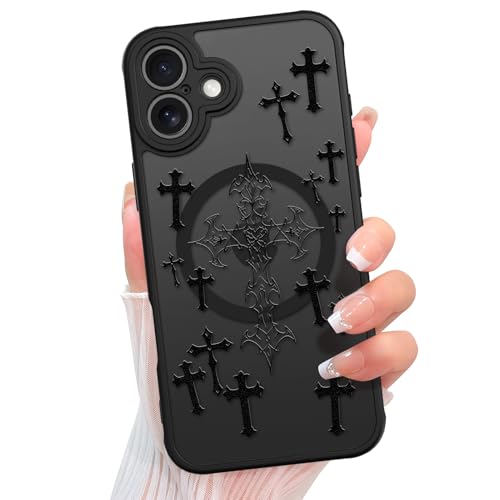 KANGHAR Magnetische Schutzhülle für iPhone 16 [Kompatibel mit MagSafe] Ästhetisches Kreuz, Jesus, christliches Design für Damen, Mädchen, Männer, weiches TPU, harte Rückseite, durchscheinend, matt von KANGHAR