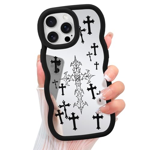 KANGHAR Mirror Cross Handyhülle für iPhone 13 Pro Max, süßes ästhetisches christliches Jesus-Design für Frauen und Mädchen, lockiger Wellenrahmen, weiches TPU, stoßfest, glänzende Abdeckung, Schwarz KANGHAR Mirror Cross Handyhülle für iPhone 13 Pro Max, süßes ästhetisches christliches Jesus-Design für Frauen und Mädchen, lockiger Wellenrahmen, weiches TPU, stoßfest, glänzende Abdeckung, Schwarz von KANGHAR