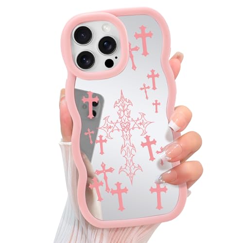 KANGHAR Mirror Cross Handyhülle für iPhone 15 Pro Max, süßes ästhetisches christliches Jesus-Design für Frauen und Mädchen, lockiger Wellenrahmen, weiches TPU, stoßfest, glänzend, Rosa KANGHAR Mirror Cross Handyhülle für iPhone 15 Pro Max, süßes ästhetisches christliches Jesus-Design für Frauen und Mädchen, lockiger Wellenrahmen, weiches TPU, stoßfest, glänzend, Rosa von KANGHAR
