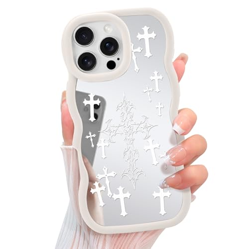KANGHAR Mirror Cross Handyhülle für iPhone 16 Pro, süßes ästhetisches christliches Jesus-Design für Frauen und Mädchen, lockiger Wellenrahmen, weiches TPU, stoßfest, glänzende Abdeckung, Weiß KANGHAR Mirror Cross Handyhülle für iPhone 16 Pro, süßes ästhetisches christliches Jesus-Design für Frauen und Mädchen, lockiger Wellenrahmen, weiches TPU, stoßfest, glänzende Abdeckung, Weiß von KANGHAR