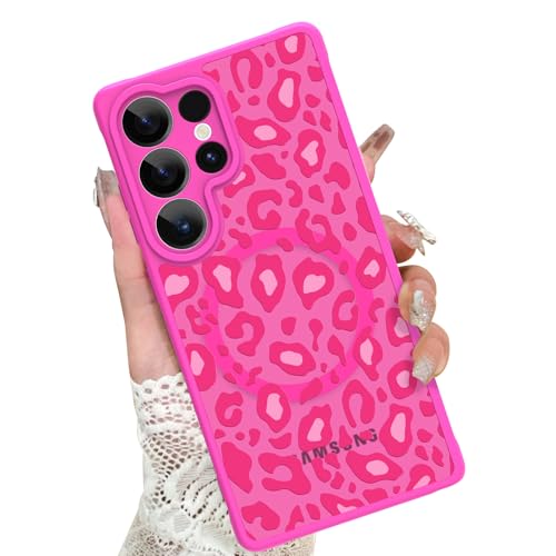 KANGHAR Schutzhülle für Galaxy S25 Ultra, Leopardenmuster, niedlicher Gepard [kompatibel mit Magsafe], magnetische Schutzhülle für Mädchen und Frauen, kompatibel mit Samsung Galaxy S25 Ultra von KANGHAR