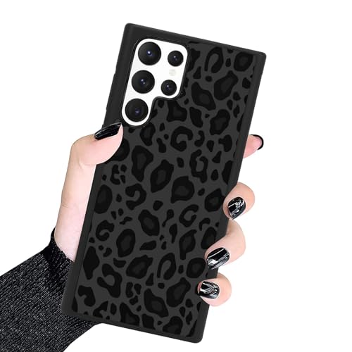 KANGHAR Schutzhülle für Samsung Galaxy S24 Ultra 5G, Leoparden-Design, Reifenstruktur, rutschfest und stoßfest, robuste TPU-Schutzhülle für Galaxy S24, Leopardenmuster, Schwarz von KANGHAR