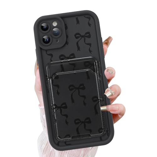 KANGHAR Schutzhülle für iPhone 11 Pro Max mit Kartenschlitz, niedliches Schleifen-Design mit Kartenhalter für Damen und Mädchen, schlank, stoßfest, Brieftaschenabdeckung, Schwarz KANGHAR Schutzhülle für iPhone 11 Pro Max mit Kartenschlitz, niedliches Schleifen-Design mit Kartenhalter für Damen und Mädchen, schlank, stoßfest, Brieftaschenabdeckung, Schwarz von KANGHAR