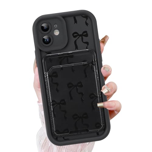 KANGHAR Schutzhülle für iPhone 12, mit Kartenschlitz, niedliches Schleifen-Design mit Kartenhalter, für Damen und Mädchen, schlank, stoßfest, Brieftaschenabdeckung, Schwarz KANGHAR Schutzhülle für iPhone 12, mit Kartenschlitz, niedliches Schleifen-Design mit Kartenhalter, für Damen und Mädchen, schlank, stoßfest, Brieftaschenabdeckung, Schwarz von KANGHAR