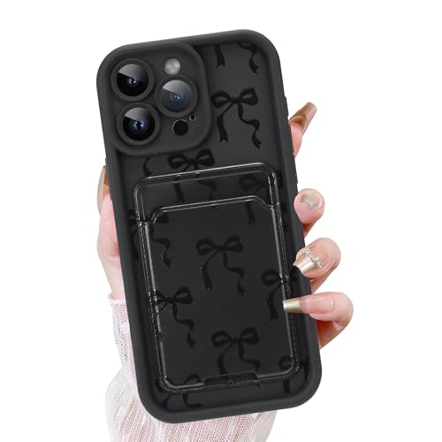 KANGHAR Schutzhülle für iPhone 12 Pro mit Kartenschlitz, niedliches Schleifen-Design mit Kartenhalter für Damen und Mädchen, schlank, stoßfest, Brieftaschenabdeckung, Schwarz KANGHAR Schutzhülle für iPhone 12 Pro mit Kartenschlitz, niedliches Schleifen-Design mit Kartenhalter für Damen und Mädchen, schlank, stoßfest, Brieftaschenabdeckung, Schwarz von KANGHAR