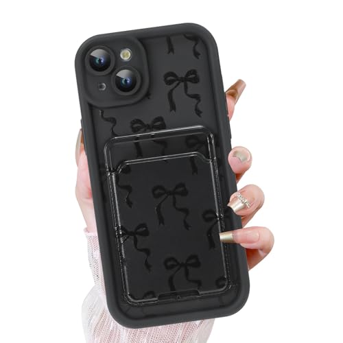 KANGHAR Schutzhülle für iPhone 13, mit Kartenschlitz, niedliches Schleifen-Design mit Kartenhalter, für Damen und Mädchen, schlank, stoßfest, Brieftaschenabdeckung, Schwarz KANGHAR Schutzhülle für iPhone 13, mit Kartenschlitz, niedliches Schleifen-Design mit Kartenhalter, für Damen und Mädchen, schlank, stoßfest, Brieftaschenabdeckung, Schwarz von KANGHAR