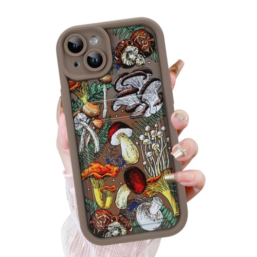 KANGHAR Schutzhülle für iPhone 14 Plus mit Kartenschlitz, süßes Pilz-Design mit Kartenhalter für Frauen und Mädchen, schlank, stoßfest, Brieftaschenabdeckung, Braun KANGHAR Schutzhülle für iPhone 14 Plus mit Kartenschlitz, süßes Pilz-Design mit Kartenhalter für Frauen und Mädchen, schlank, stoßfest, Brieftaschenabdeckung, Braun von KANGHAR