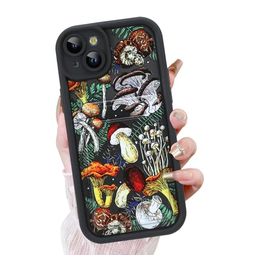 KANGHAR Schutzhülle für iPhone 15 Plus, Kartenschlitz, süßes Pilz-Design mit Kartenhalter, für Damen und Mädchen, schlank, stoßfest, Brieftaschen-Abdeckung, Schwarz KANGHAR Schutzhülle für iPhone 15 Plus, Kartenschlitz, süßes Pilz-Design mit Kartenhalter, für Damen und Mädchen, schlank, stoßfest, Brieftaschen-Abdeckung, Schwarz von KANGHAR
