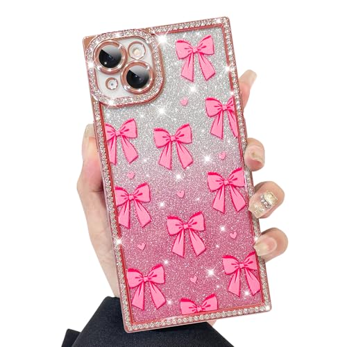 KANGHAR Schutzhülle für iPhone 15 Plus/14 Plus, Glitzer-Schleifen, Herzmuster, kratzfest, stoßfest, stoßfest, glitzernd, rechteckig, Rosa KANGHAR Schutzhülle für iPhone 15 Plus/14 Plus, Glitzer-Schleifen, Herzmuster, kratzfest, stoßfest, stoßfest, glitzernd, rechteckig, Rosa von KANGHAR