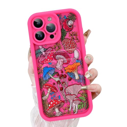 KANGHAR Schutzhülle für iPhone 15 Pro Max mit Kartenschlitz, süßes Pilz-Design mit Kartenhalter für Damen und Mädchen, schlanke, stoßfeste Brieftaschen-Abdeckung, Hot Pink KANGHAR Schutzhülle für iPhone 15 Pro Max mit Kartenschlitz, süßes Pilz-Design mit Kartenhalter für Damen und Mädchen, schlanke, stoßfeste Brieftaschen-Abdeckung, Hot Pink von KANGHAR