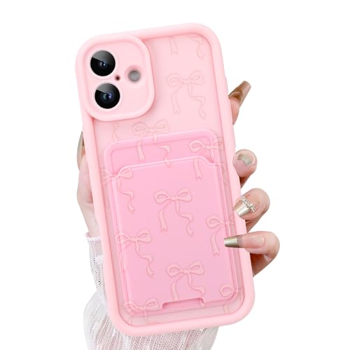 KANGHAR Schutzhülle für iPhone 16, mit Kartenschlitz, niedliches Schleifen-Design mit Kartenhalter, für Damen und Mädchen, schlank, stoßfest, Brieftaschenabdeckung, Rosa KANGHAR Schutzhülle für iPhone 16, mit Kartenschlitz, niedliches Schleifen-Design mit Kartenhalter, für Damen und Mädchen, schlank, stoßfest, Brieftaschenabdeckung, Rosa von KANGHAR