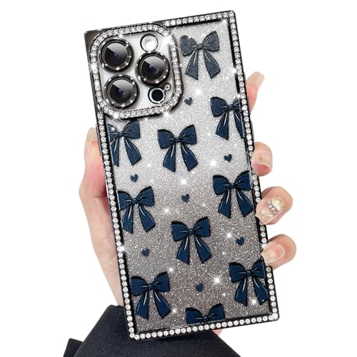 KANGHAR Schutzhülle für iPhone 16 Pro, glitzernde Schleifen, Herzen, Muster, kratzfest, stoßfest, stoßfest, glitzernd, rechteckig, Schwarz KANGHAR Schutzhülle für iPhone 16 Pro, glitzernde Schleifen, Herzen, Muster, kratzfest, stoßfest, stoßfest, glitzernd, rechteckig, Schwarz von KANGHAR