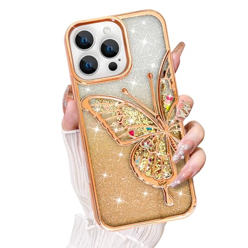 KANGHAR Schutzhülle für iPhone 16 Pro, transparent, Glitzer, Treibsand, 3D-Schmetterling, Bling, für Damen und Mädchen, niedlicher Farbverlauf, glitzernde Beschichtung, weiche Schutzhülle für iPhone KANGHAR Schutzhülle für iPhone 16 Pro, transparent, Glitzer, Treibsand, 3D-Schmetterling, Bling, für Damen und Mädchen, niedlicher Farbverlauf, glitzernde Beschichtung, weiche Schutzhülle für iPhone von KANGHAR