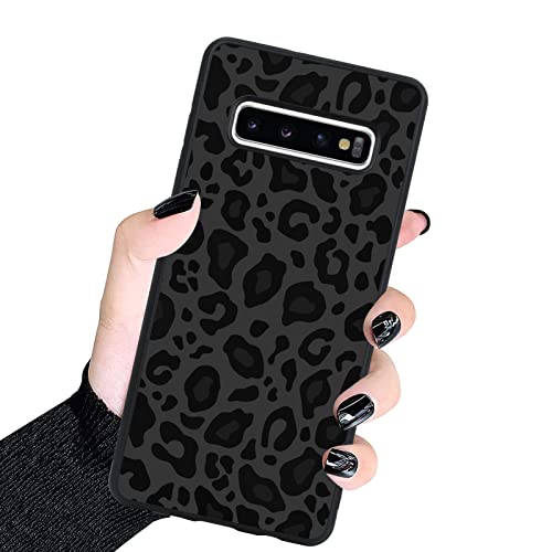 KANGHAR Schutzhülle kompatibel mit Galaxy S10 Plus, schwarzes Leoparden-Design, Reifenstruktur, rutschfest + stoßfest, robuste TPU-Schutzhülle für Samsung Galaxy S10 Plus, Leopardenmuster von KANGHAR