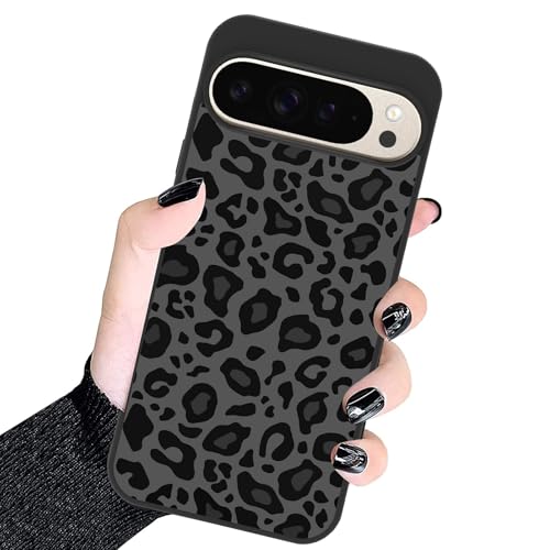 KANGHAR Schutzhülle kompatibel mit Google Pixel 9 Pro XL, schwarzes Leoparden-Design, Reifenstruktur, rutschfest und stoßfest, robuste TPU-Schutzhülle für Pixel 9 Pro XL, Leopardenmuster von KANGHAR