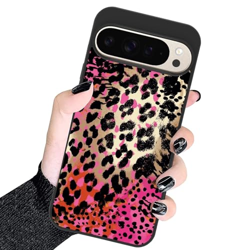 KANGHAR Schutzhülle kompatibel mit Google Pixel 9 Pro XL, schwarzes Leoparden-Design, Reifenstruktur, rutschfest und stoßfest, robuste TPU-Schutzhülle für Pixel 9 Pro XL, Leopardenmuster von KANGHAR