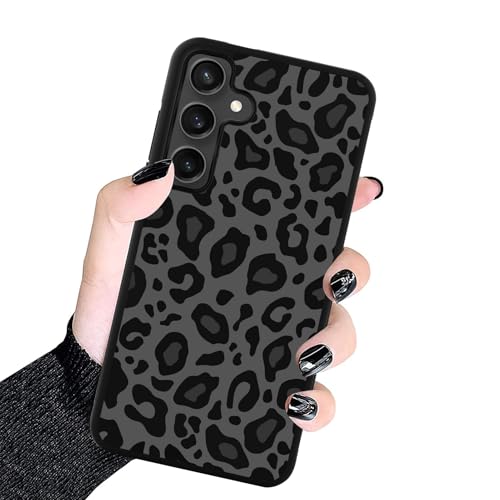 KANGHAR Schutzhülle kompatibel mit Samsung Galaxy S24 FE 5G, schwarzes Leoparden-Design, Reifenstruktur, rutschfest und stoßfest, robuste TPU-Schutzhülle für Galaxy S24 FE, schwarzer Leopard von KANGHAR