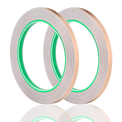 2 Rollen Kupferband Selbstklebend, 20m x 6mm Kupferfolie Klebeband Leitfähig Copper Foil Tape, Kupferfolienband Gegen Schnecken für Emi Abschirmung, Schneckenschutz, Elektro Reparatur, Löten, Basteln von KANOSON